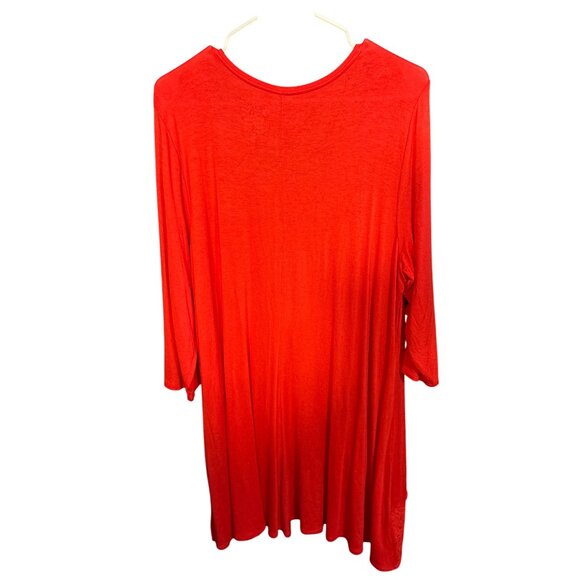 Chicos Womens Red 3/4 Sleeve  With Lace Hem Detail Size XL Rayon & Spandex Blend - Picture 5 of 5